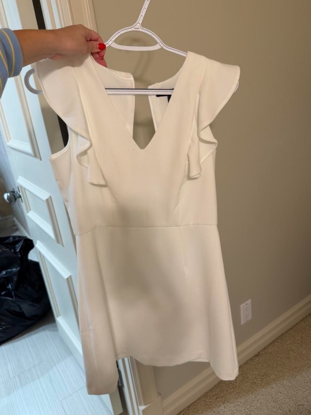French Connection white dress with ruffle detail
